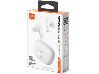 Imagem de Fone De Ouvido Bluetooth Sem Fio JBL Wave Beam 2 Com Microfone - Branco
