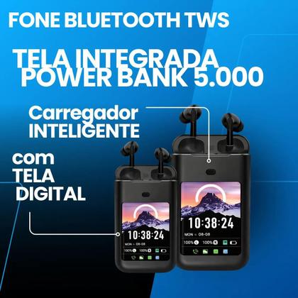 Imagem de Fone De Ouvido Bluetooth Tws Com Tela Digital Led No Estojo Som Potente Graves Reforçados Microfone Hd Controle Touch
