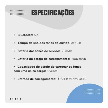 Imagem de Fone De Ouvido Bluetooth Tws M10 V5.1 2000mah Ipx7