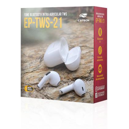 Imagem de Fone de Ouvido C3Tech Sem Fio Bluetooth 5.1 EP-TWS-21WH, Branco 
