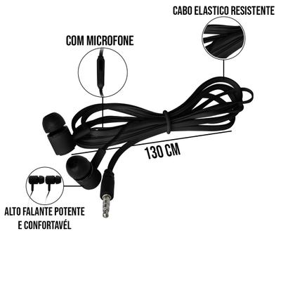 Imagem de Fone De Ouvido Com Capinha A Prova D'água Para Celular Cabo 115cm Portátil