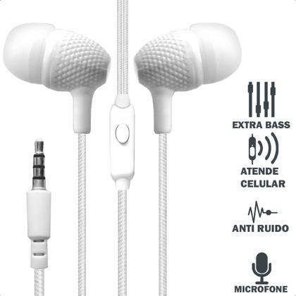 Imagem de Fone De Ouvido Com Fio Intra Auricular Tipo P3 Auxiliar Com Microfone Cabo 1 Metro