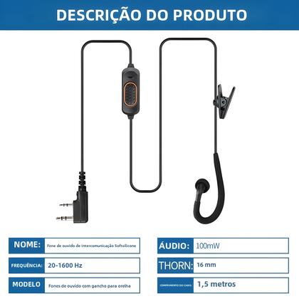 Imagem de Fone de Ouvido com Microfone Baofeng 780 para Walkie Talkies UV-5R, UV-5RH, UV-21 Pro e Quansheng UV-K6