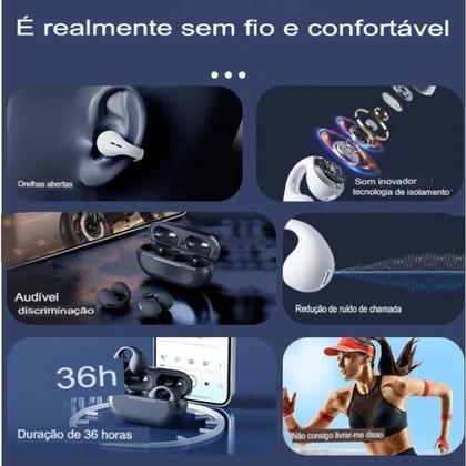 Imagem de Fone de ouvido de condução óssea com clipe de ouvido sem fio Cor Preto