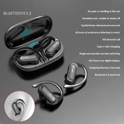 Imagem de Fone de Ouvido Esportivo A520 Bluetooth 5.3 9D À Prova D'água Com Microfone Preto