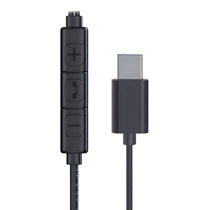 Imagem de Fone de Ouvido Estéreo com Microfone, Conector USB-C, Acabamento em Alúminio, Cabo 1,2m, TCN Classic - Preto