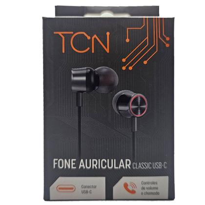 Imagem de Fone de Ouvido Estéreo com Microfone, Conector USB-C, Acabamento em Alúminio, Cabo 1,2m, TCN Classic - Preto