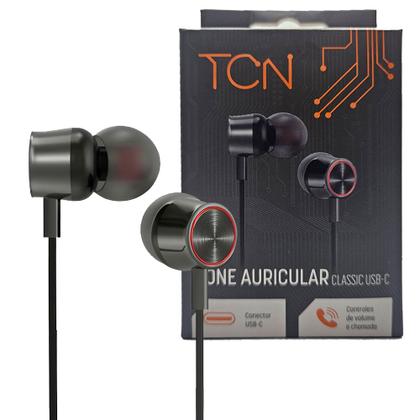 Imagem de Fone de Ouvido Estéreo com Microfone, Conector USB-C, Acabamento em Alúminio, Cabo 1,2m, TCN Classic - Preto