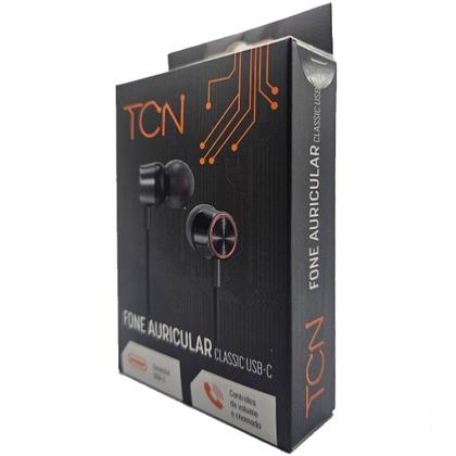 Imagem de Fone de Ouvido Estéreo com Microfone, Conector USB-C, Acabamento em Alúminio, Cabo 1,2m, TCN Classic - Preto