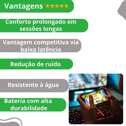 Imagem de Fone de Ouvido Gamer Sem Fio com Conforto Duradouro e Som Claro