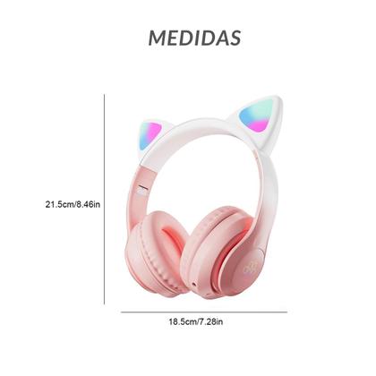 Imagem de Fone De Ouvido Gatinho Bluetooth Infantil Led Menino Menina