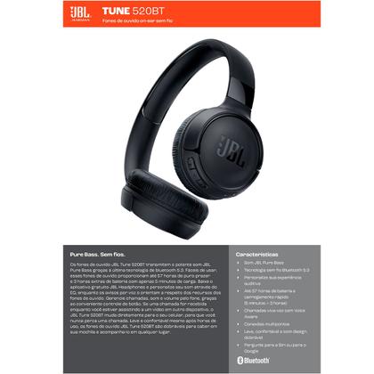 Imagem de Fone de Ouvido Headphone Bluetooth Tune 520BT Preto JBL