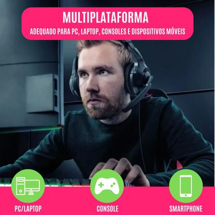Imagem de Fone de Ouvido Headset Gamer C/ Fio Microfone Baixa Latência Profissional Resistente Confortável Pc Console Jogos Streamer