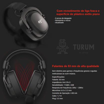 Imagem de Fone De Ouvido Headset Gamer Havit H2002d Vermelho e Branco