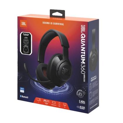 Imagem de Fone de Ouvido Headset Gamer JBL Quantum 360 Wireless Preto com Som Surround, Microfone Direcional e Bateria de Longa Duração