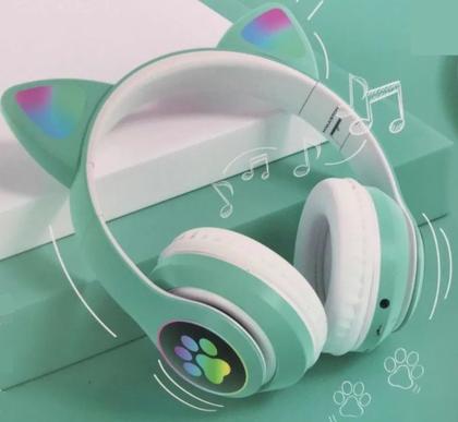 Imagem de Fone De Ouvido Headset Orelhas De Gatinho Com Patinhas Bluetooth 5.0