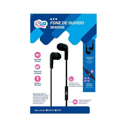 Imagem de Fone de Ouvido I2GO Intra-Auricular com Microfone Preto