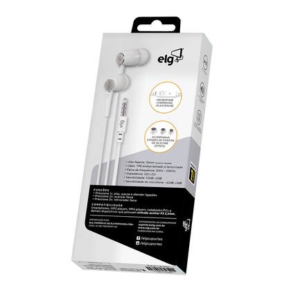 Imagem de Fone de Ouvido Intra-Auricular, Conector P3 3,5mm, Microfone, Cabo 1,2 metros,