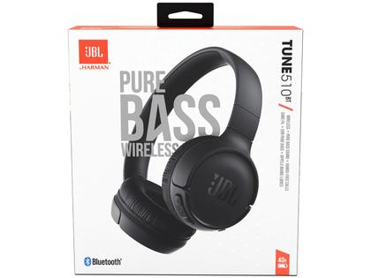 Imagem de Fone de Ouvido JBL Tune 510BT Preto Bluetooth Pure Bass Wireless Sem Fio Com Microfone JBLT510BTBLK