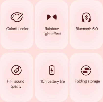 Imagem de Fone De Ouvido Led Gatinho Sem Fio Bluetooth Wireless Azul