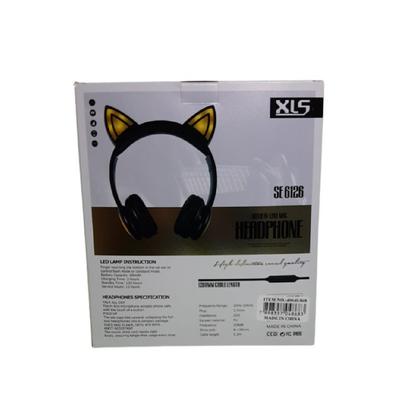 Imagem de Fone de ouvido orelha gato led c/fio mic se-6126 preto amare