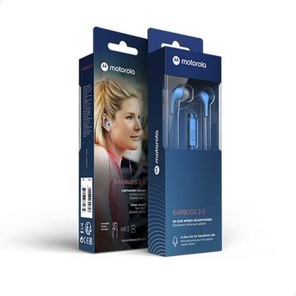 Imagem de Fone De Ouvido Original Motorola Earbuds 2-S com Microfone Conexão P2 - Azul