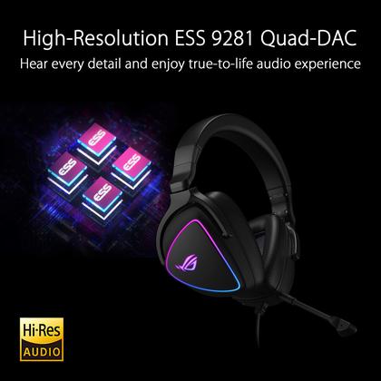 Imagem de Fone de ouvido para jogos ASUS ROG Delta S USB-C com microfone com cancelamento de ruído