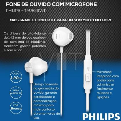 Imagem de Fone De Ouvido Philips Original Intra Auricular Graves Puros Branco