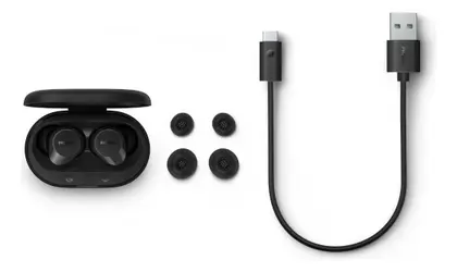 Imagem de Fone de Ouvido Preto Bluetooth Academia Buds Philips TAT1209 TWS Earbuds Fone Sem Fio Cancelamento de Ruído