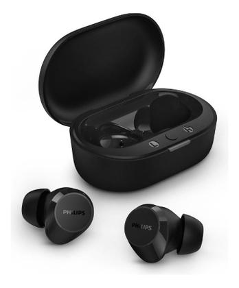 Imagem de Fone de Ouvido Preto Bluetooth Academia Buds Philips TAT1209 TWS Earbuds Fone Sem Fio Cancelamento de Ruído