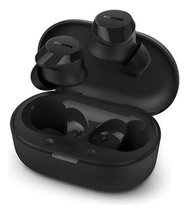 Fone de Ouvido Preto Bluetooth Academia Buds Philips TAT1209 TWS Earbuds Fone Sem Fio Cancelamento de Ruído