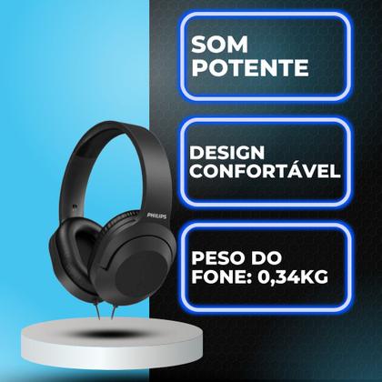 Imagem de Fone De Ouvido Preto Com Fio Potente Bom Grave Tah2005 bk 00 Preto