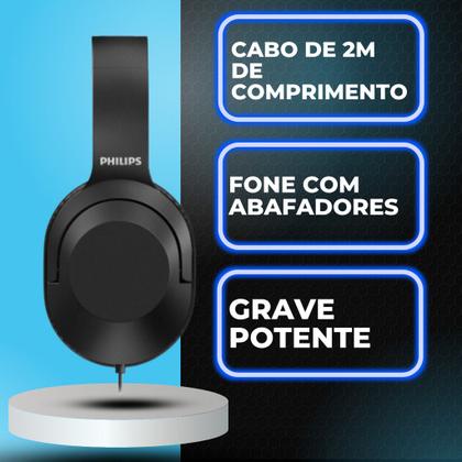 Imagem de Fone De Ouvido Preto Com Fio Potente Bom Grave Tah2005 bk 00 Preto