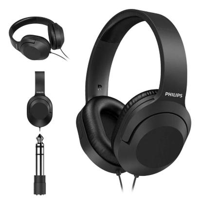 Imagem de Fone De Ouvido Preto Philips TAH2005 Adaptador P10 confortável com microfone preto.