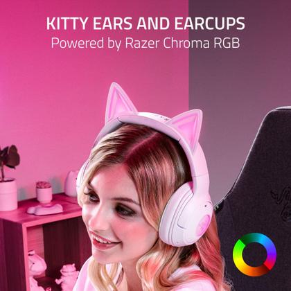 Imagem de Fone de ouvido Razer Kraken Kitty V2 BT sem fio RGB branco