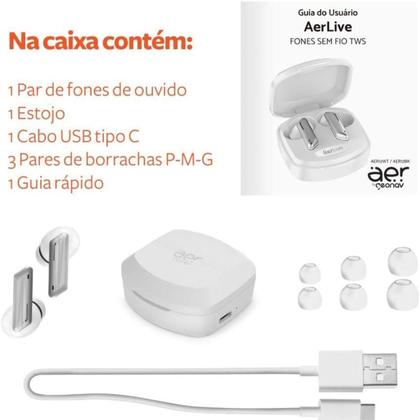 Imagem de Fone De Ouvido S/Fio Geonav Tws Aerlive Branco/Cinza Aer12