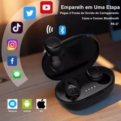 Imagem de Fone De Ouvido Sem Fio Bluetooth 5.3 Inear - Pitti Mega Eletrônicos