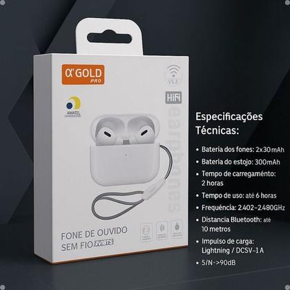 Imagem de Fone De Ouvido Sem Fio Bluetooth Tws Inear Agold Tecnologia Bluetooth 5.4 para conexão rápida e estável com estojo de carregamento