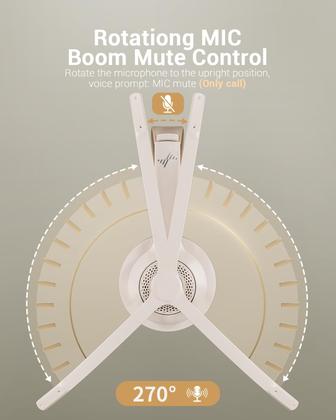 Imagem de Fone de ouvido sem fio com microfone AI com cancelamento de ruído Fone de ouvido Bluetooth - fones de ouvido Bluetooth V5.2 com dongle USB, base de carregamento e microfone sem som para computador/laptop/PC/iPhone/Android/telefones celulares - branco