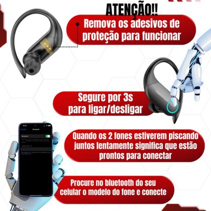 Imagem de Fone de Ouvido Sem Fio Esportivo Bluetooth Compatível em xt80 Android iOS Windows