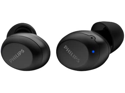 Fone de ouvido sem fio TWS Philips TAT1209BK00 na cor preto, bluetooth, microfone, IPX4 e 18h