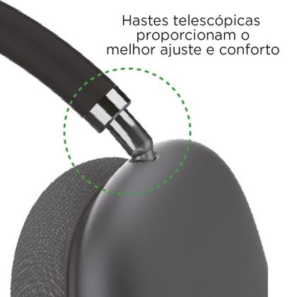 Imagem de Fone de Ouvido Sem Fio Weireless com Bluetooth 5.1 e Microfone Integrado Power Bass Autonomia até 20h Preto EPBMAX5BK ELG