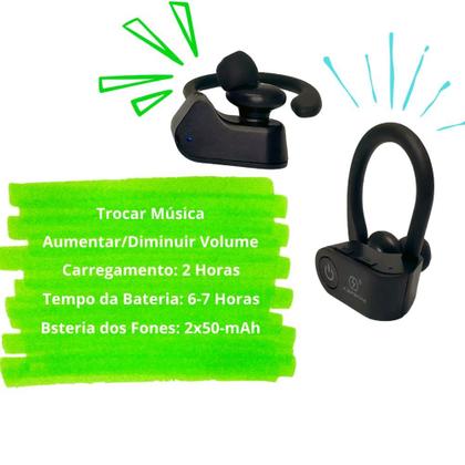 Imagem de Fone Gancho Bluetooth S/ Fio para academia bluetooth