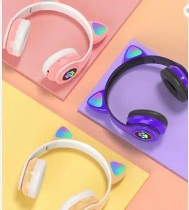 Imagem de Fone Gatinho Sem Fio Com Led Bluetooth Infantil Meninas Gato