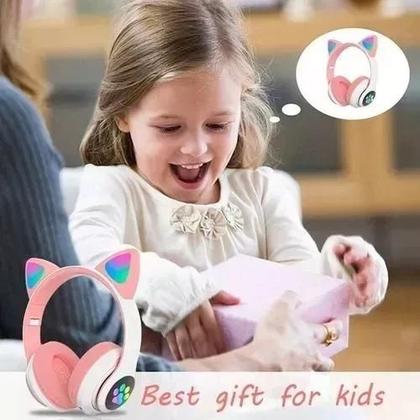Imagem de Fone Gatinho Sem Fio Com Led Bluetooth Infantil Meninas Gato