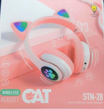 Imagem de Fone Gatinho Sem Fio Com Led Bluetooth Infantil Meninas rosa