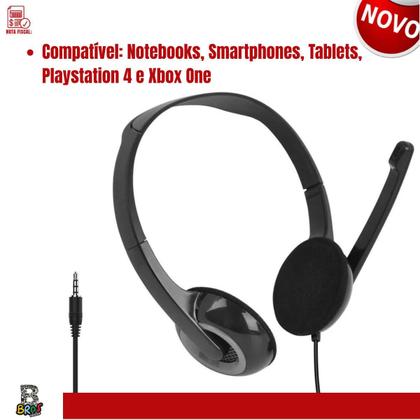 Imagem de Fone Headset Headphone Com Fone E Microfone Cabo P3 Business Lan House PC Notebook Computador Celular Smartphone