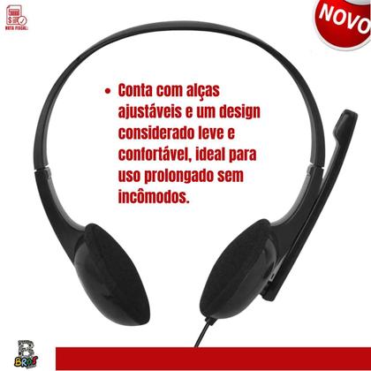 Imagem de Fone Headset Headphone Com Fone E Microfone Cabo P3 Business Lan House PC Notebook Computador Celular Smartphone