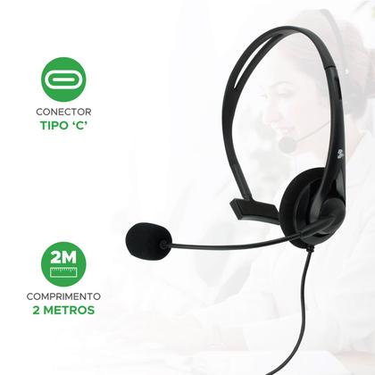 Imagem de Fone Headset Home Office Telemarketing Pc Not Usb Tipo C