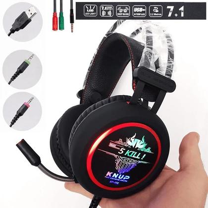 Imagem de Fone Headset Microfone Sistema Som virtual Surround 7.1 Jogos Gamer Com Adaptador KP401